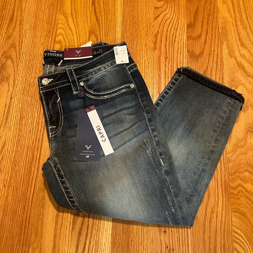 Vigoss Dark Blue Heritage Fit Jeans - Capri